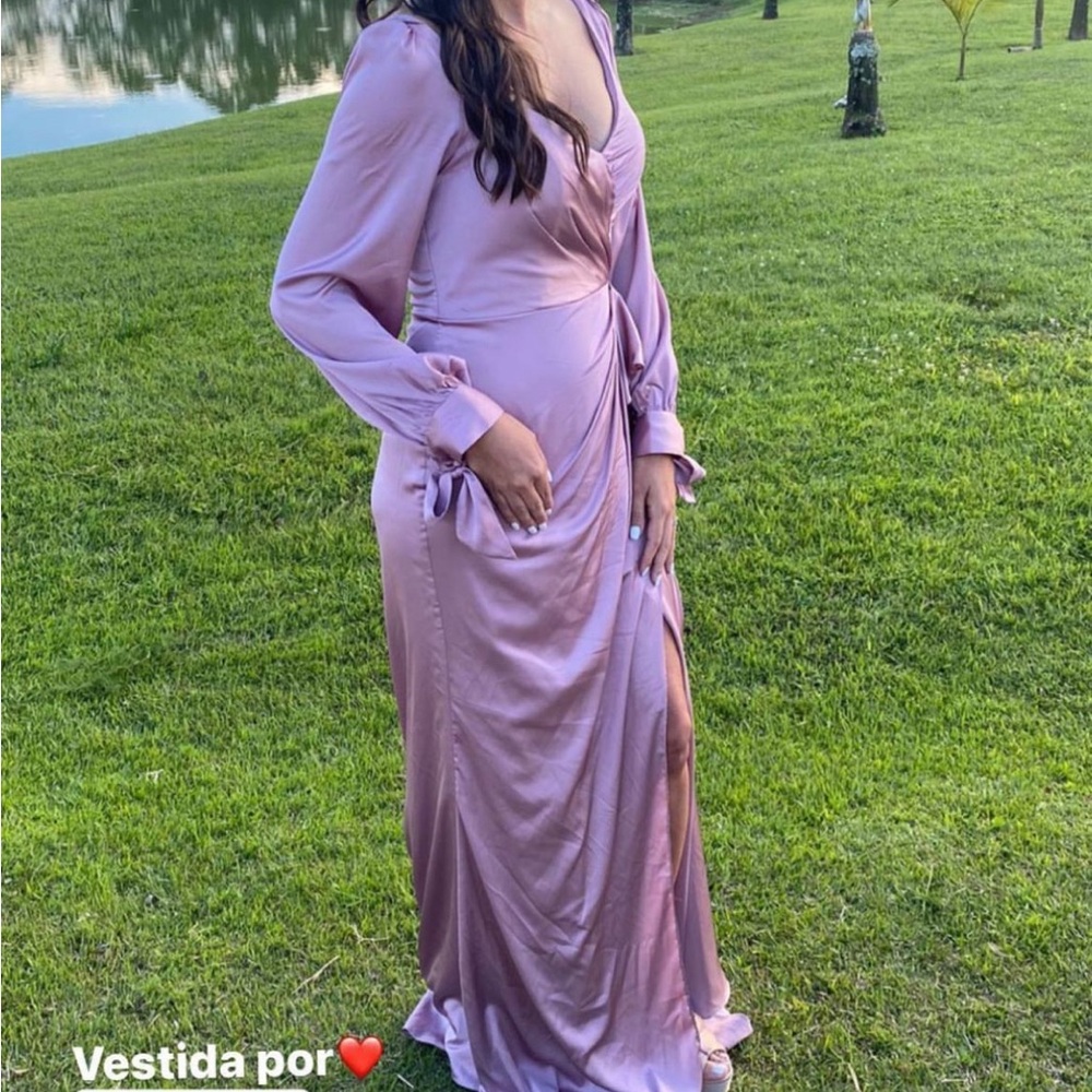 Long Sleeve gown satin